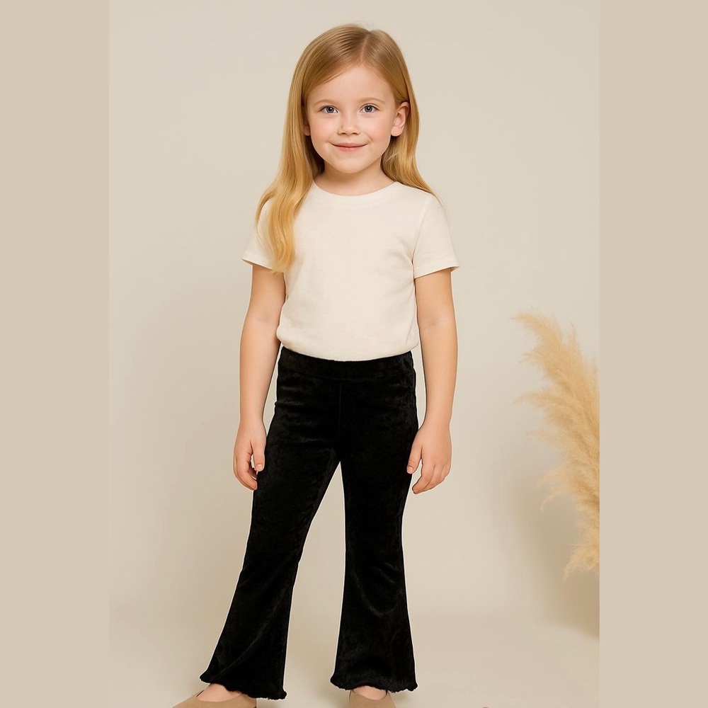 Art Class• Target Girls Velvet Black Pants Leggings Flare Lettuce Hem NWT M 7/8